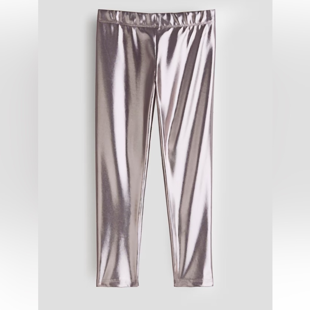 H&M. Girl’s Leggings. Shiny Silver. Size 7.